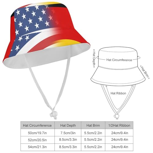 American and Germany FlagChildren's Bucket Hat for Boys and Girls, Breathable Summer Beach Hat54cm2