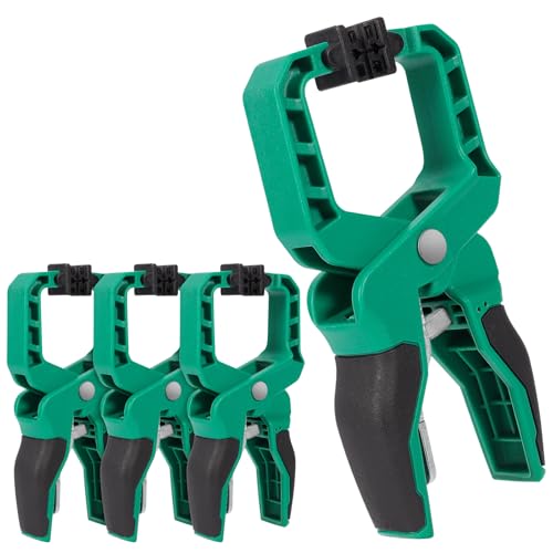 GLOSKIN Pince a Ressort 4 Pièces,Pince Multiprise avec une Super Force de Serrage et une Grande Portée, Conception Epaissie, Serre Joint avec Boucles Fixes Intégrées, Utilisées Pour le Travail du Bois