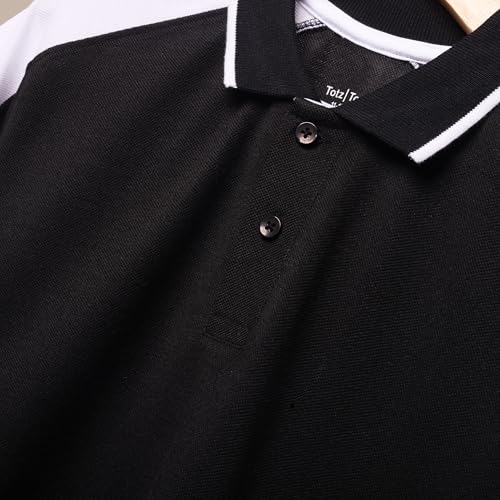 Image of TotzTouch Boys Premium Polo Collar Tshirt Combo with Zipper Closure Color White & Black Age 6 Years to 15 Years