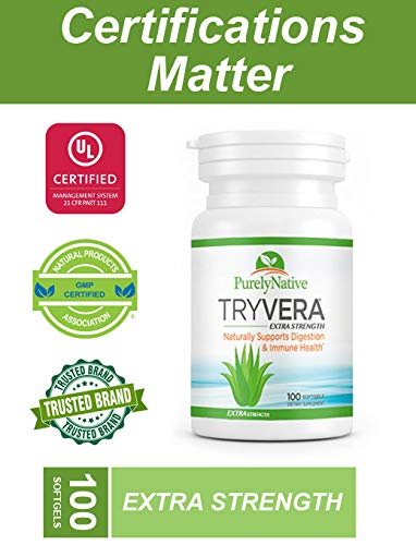 Tryvera Aloe Vera Gels - Supports For Interstitial Cystitis, Leaky Gut, Constipation, Irritable Bowel Syndrome, Ulcerative Colitis - 100 Softgels #TOP3