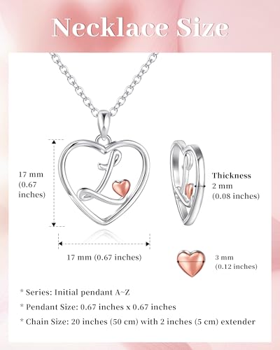 Colliers en argent sterling initiale cœur rose Mesovor - 2