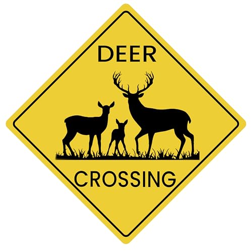 Deer Crossing Sign - 12 x 12 Inch Aluminum Road Sign - Animal Traffic Warning Signs by QUIAERT - Used condition - CA$15.55