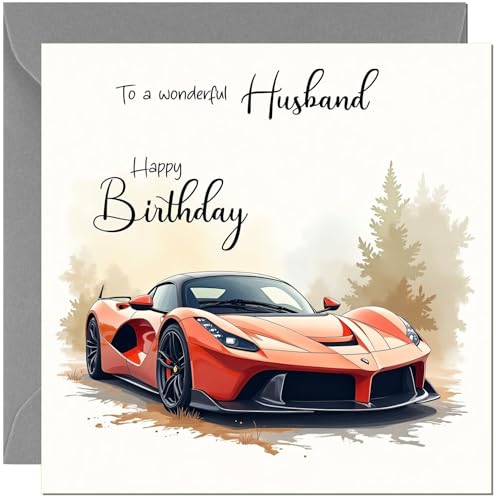 Car Husband Birthday Card - Racing Supercar Sports Car Birthday Cards for Husband
