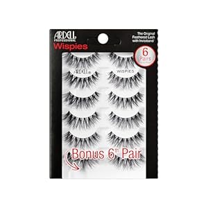 Ardell Multipack Wispies False Eyelashes, Medium Volume, Long Length, Vegan Friendly, 6 Pairs (Pack of 1)