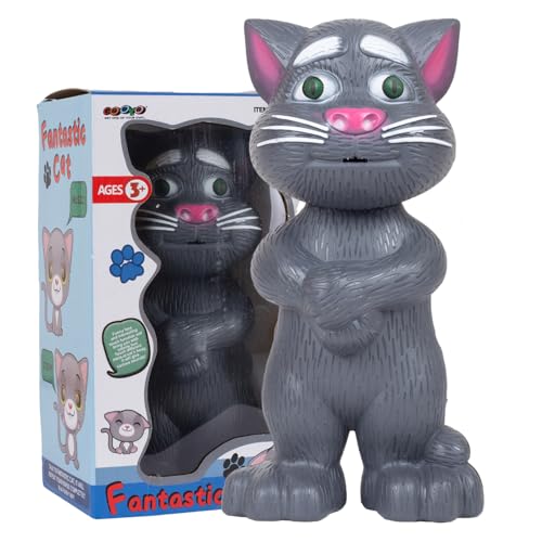 Gooyo Battery Operated Virtal Animal Talking Toy Tom Cat for Kids | Best Musical Toy with More Features | Best Gift for Girls/Babies/Boys/Toddlers - GY-838-17/18 (Black, 3xAA Battery)