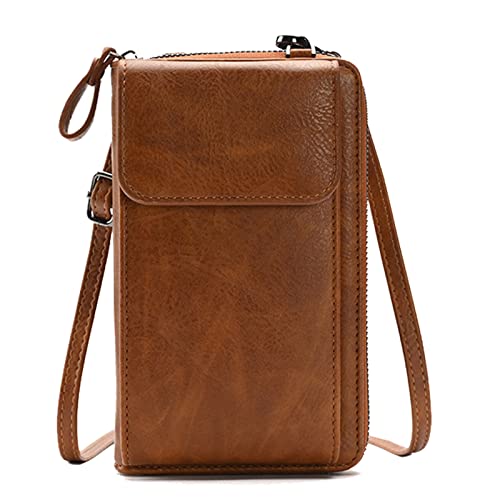 ETORRY Bolso de Teléfono Móvil para Mujer, Bolso Multifuncional del Hombro del Cuero de la PU de los Bolsillos RFID de la Protección de la Correa de Hombro Ajustable. (Brown) Cover