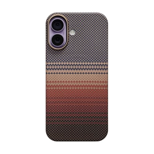 Next Store Luxury Carbon Fiber Aramid Case For iPhone 17 6.3-Inch Ultra-Thin Shockproof Cover Lightweight Anti-Scratch Design Camera Protection Slim Business Style (Sunset gold)