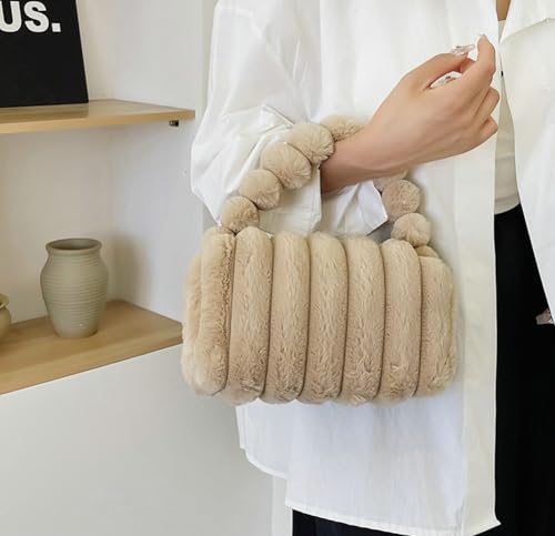 Furry Purse for Women Fur Trendy Y2K Girls Handbag Simple Casual Handbag Fluffy Shoulder Bag Trendy Shoulder Purse3