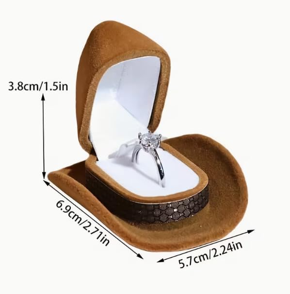 Cowboy Hat Jewelry Box Unique American Western Style Gift Box, Velvet Lined Jewelry Case for Proposal Ring Cute velvet jewelry box necklace packing box ring box small