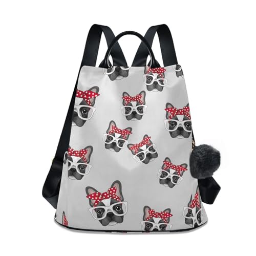 Sac à dos voyage léger femme avec motif bouledogue français pour vos vacances et escapades