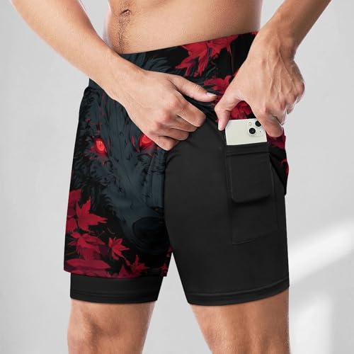 Animal Graphic Men's Swim Trunks with Compression Liner Workout Athletic Shorts with Pockets Quick Dry Beach Shorts2