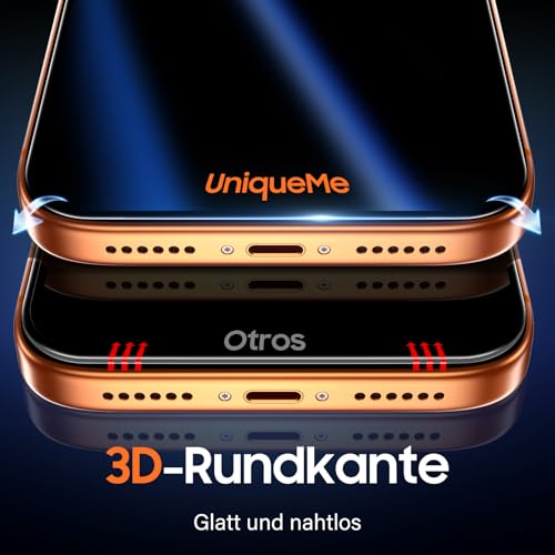 UniqueMe für iPhone 17 Pro Max für Panzerglas Sichtschutz - 2 Stück Folie – Ansicht 5