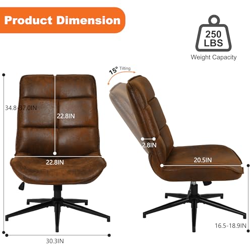 Sillón ergonómico marrón con tapizado de gamuza miniatura 2