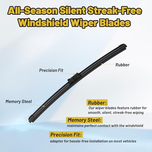 Windshield Wiper Blades Replacement for Subaru Impreza 2017-2023 Crosstrek 2018-2023, Front Rear Wiper Set 26"+16"+12" (Pack of 3) — view 3