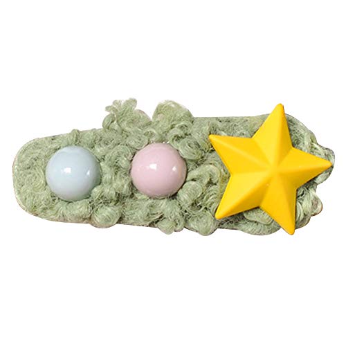 FafSgwq Winter Candy Color Ball Star Woolen Hairpin Women Side Bangs Hair Clip Gift Yellow