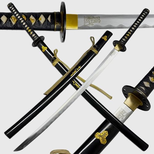 42.5 Inch Hattori Hanzo Style Katana Hand Forged Full Tang Carbon Steel Blade Authentic Sword Includes Stand & Bag for Cosplay & Collection