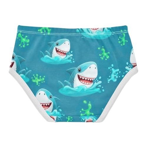 Cartoon Sharks Heads Underwear for Girls, Toddler Briefs, Cotton Girls Underwear, 2–8 Years2
