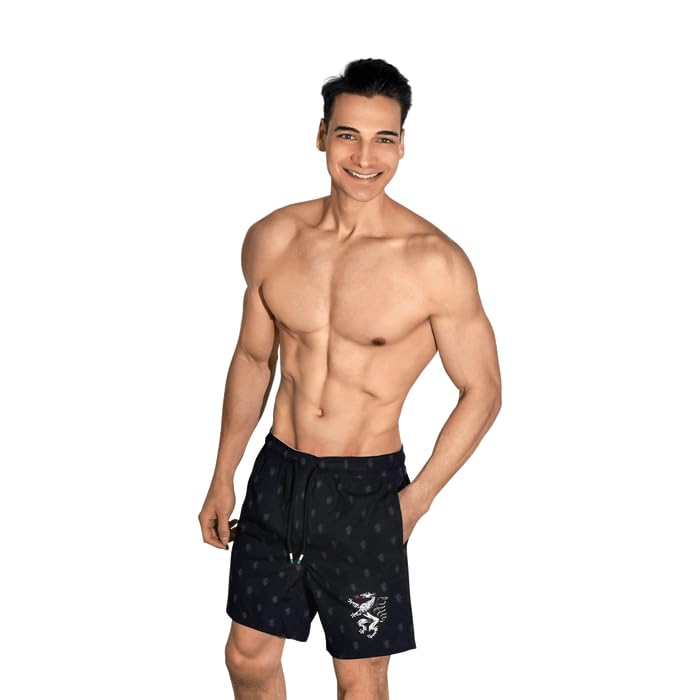 Hoamatkult Steiermark Panther Badehose Schwarz - Herren Badehose mit Steirischer Panther Design, Schnelltrocknendes Material, Elastischer Bund, Bequemer Sitz