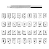 Zxiixz 37 PCS Leather Stamps Alphabet Set, 3mm Alphabet Stamp Tools Set Leather Craft Stamping Tool Kit Metal Letter and Number Stamps Punch Set for DIY Leather Craft Printing Tools