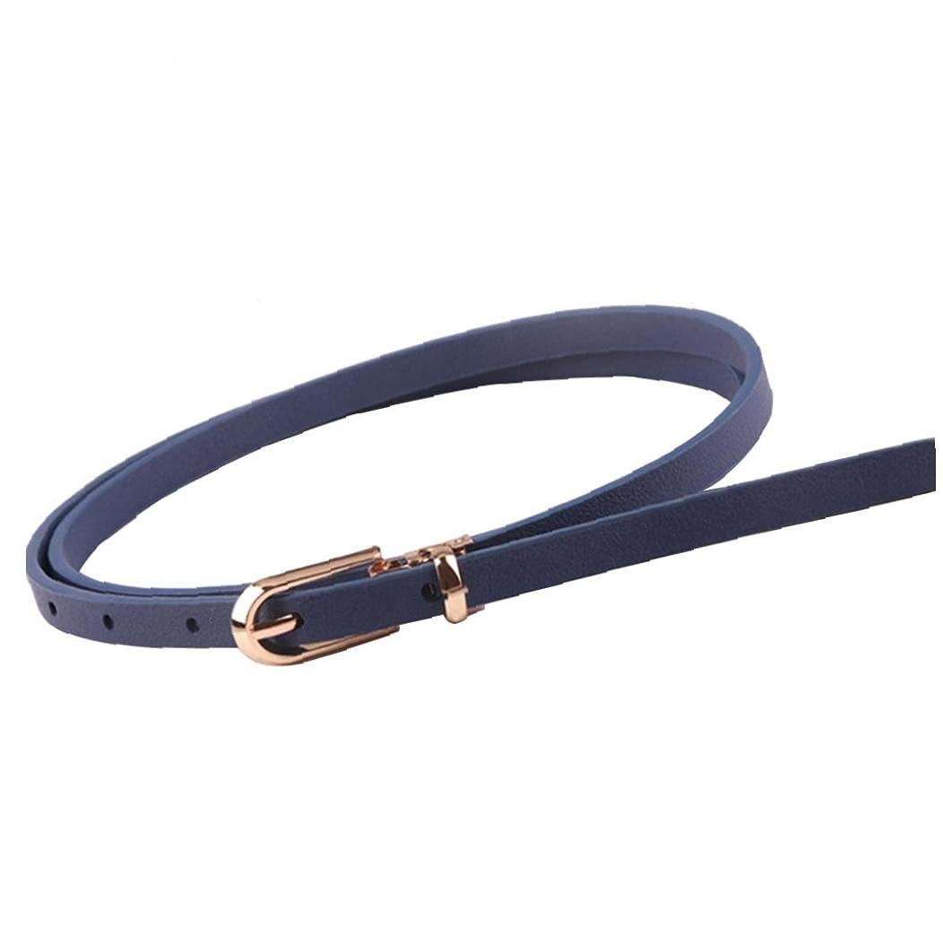 Tossper Women's Navy Skinny Belt Color Slender Waistband Thin Leather Waist Strap For Dress Paints Casual Decor( Blue)