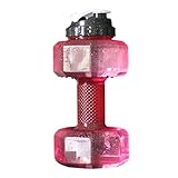 Havamoasa Weight Water Bottle Dumbbell Shaped Water Container with Leak Proof Lid 2.2L Red Dumbbells