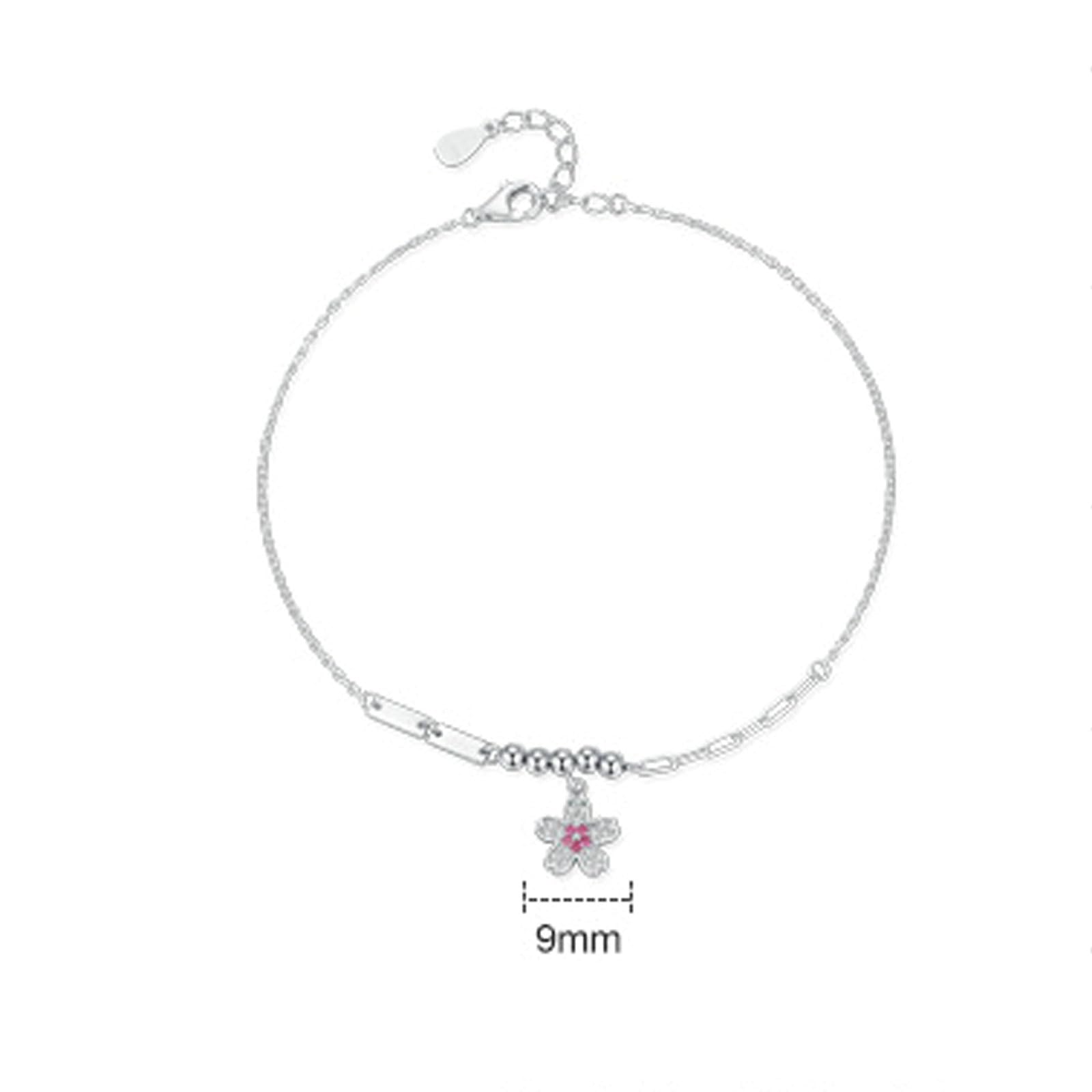 Pulsera para mujer, zafiro rosa y colgante de flor de diamante de oro de 18 quilates, pulsera para mamá, oro blanco de 9 quilates, 14 quilates y 18 quilates