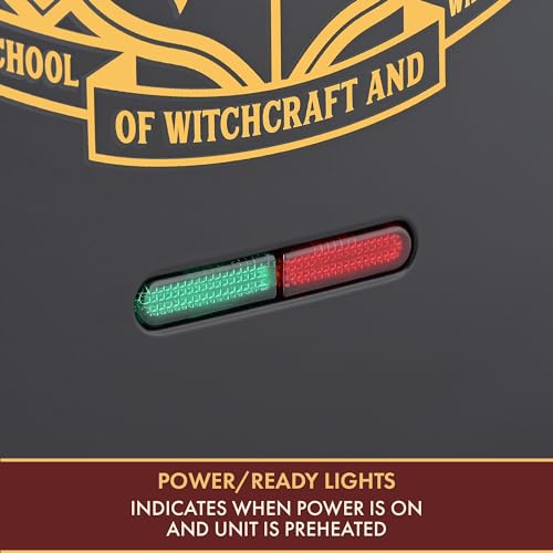 Harry Potter Máquina De Sanduíche Dupla Warner Brothers Da Select Brands - Placas Cozimento Revestidas Cerâmica Com Brasão Hogwarts E Copos Em Sanduíches Tostados, Preto Dourado, Wbh-100Sm - Imagem 5