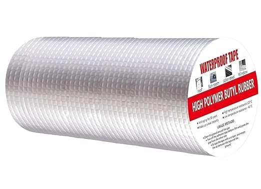 Image of 8 Inch 5 Meter, Aluminium Foil Waterproof Tape| Heavy Duty Butyl Rubber Adhesive Seal Tape for Pipe, Roof, Window, Tank & Leakage Repair | Silver