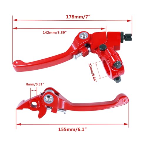 Holato Folding Clutch Brake Lever Cable Throttle Handle Grips Cable Kit For 50Cc 70Cc 110Cc 125Cc 150Cc Apollo Rfz125 Dbx15 X18 X19 Tao Tao Db17 Db27 Coolster M125 Ssr Pit Dirt Bike Motorcycle Red thumb #2