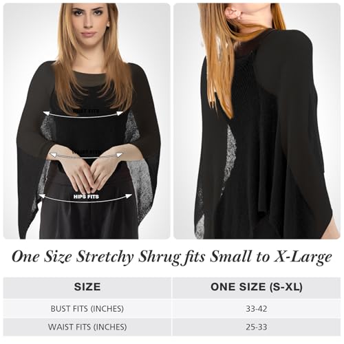 Image of Women Sheer Poncho Shrug Summer Sheer Blouse Top Lightweight Poncho Bolero for Evening Dress