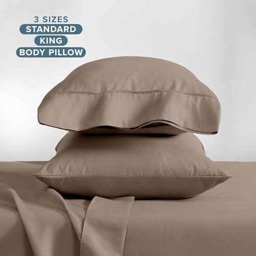 Image of Bare Home Microfiber Pillow Cases - Standard /Queen Size Set of 2 - Cooling Pillowcases - Double Brushed - Taupe Pillowcases 2 Pack - Easy Care (Standard Pillowcase Set of 2, Taupe)