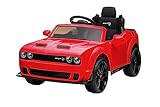 BEST RIDE ON CARS Dodge Challenger, Kids Electric Car 12v Battery Powered Electric Vehicle, Kids Ride-On Toy with LED Lights, Radio, Bluetooth, Remote Control, Red, Large