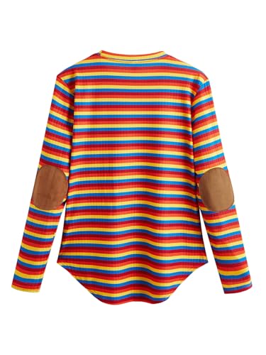 Image of Milumia Women's Elbow Patch Striped High Low Top T-Shirt
