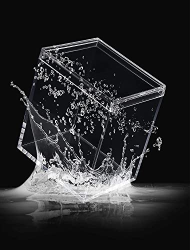 Image of Premium Acrylic Transparent Jewellery Storage Box with Lid For Multipurpose use Cosmetic, Office, and Stationery Items Etc (L8X8DX10H CM 4MM).