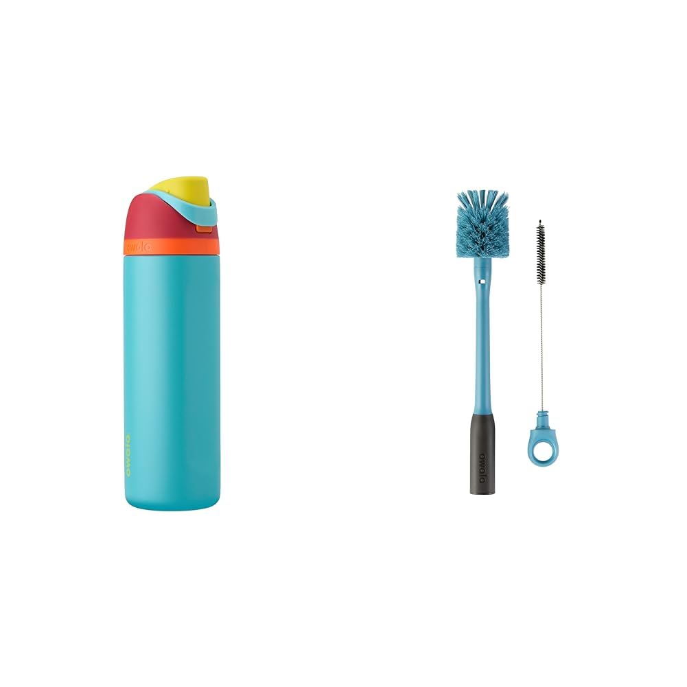 Owala FreeSip 24oz Insulated Water Bottle with 2-in-1 Bottle Brush Bundle