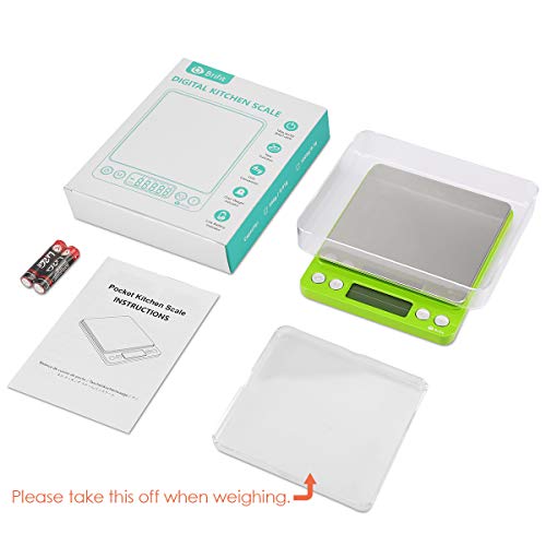 Image of AMIR Digital Kitchen Scale, 500g-0.01g Mini Pocket Jewelry Scale, Cooking Food Scale with Backlit LCD Display, 2 Trays, 6 Units, Auto Off, Tare, Stainless Steel (Battery Included)