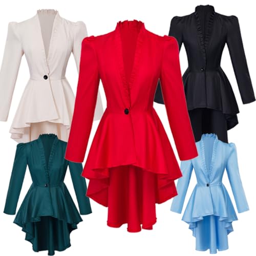 CAMDOM Women's Victorian High Low Jacket Coat Jacket Steampunk Gothic Long Sleeve Tailcoat3