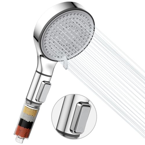 Cabezal de Ducha Filtrado con Mano, HURRAN 5 Modos de Rociado, Alta Presión, con Filtro, Cabezal Desmontable con Interruptor ON/OFF, Reemplazo de Bolas de Filtro (Solo Cabezal) miniatura 1