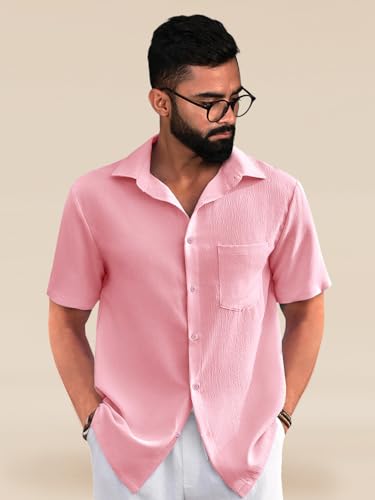 Image of Tee Projekt Solid Shirt for Men's ||Pop corn Shirt|| Solid Shirt for Men's|| Casual Shirt for Men||Half Sleeve Spread Collar Shirt for Men