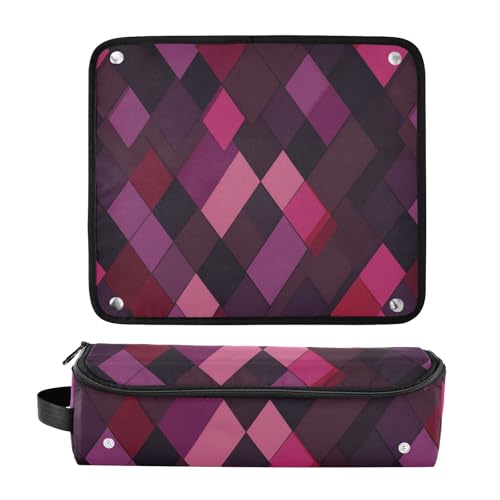 Bolsa de viaje para herramientas de cabello para mujeres con tapete resistente al calor, bolso portátil para planchas, rizadores, secadores y maletín rhomboid púrpura rojo miniatura 3