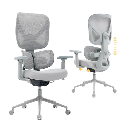 Nouhaus Ergo Morph Ergonomic Office Chair, High Back Mesh Office Chairs with Dual-Zone Dynamic Lumbar Support, Adjustable Backrest & Seat Depth, 3D Ar
