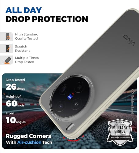Image of Golden Sand TPU+PC Anti-Scratch Shockproof Sleek Hybrid Armor Back Cover Case Compatible with Vivo X300 5G | Translucent Anti-Yellow Military-Grade Drop Protection Cover (Mist Cream)