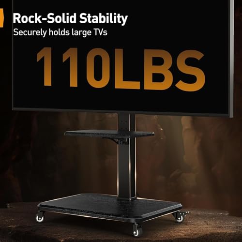 Perlegear Mobile TV Stand with Power Outlet, Tilt & Swivel Rolling TV Stand for 32-75 inches TVs up to 110 lbs, 12 Height Adjustable Rolling TV Cart with Wheels, Max VESA 600x400mm, PGTVMC17 by Perlegear - Image 7