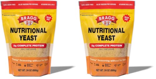 Image of Bragg Premium Nutritional Yeast Seasoning - Vegan, Gluten Free - Good Source of Protein & Vitamins - Nutritious Savory Parmesan Cheese Substitute (24oz (Pack of 2), Original)