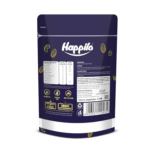 Happilo Premium Afghani Seedless Black Raisins, 250g (Pack of 2)