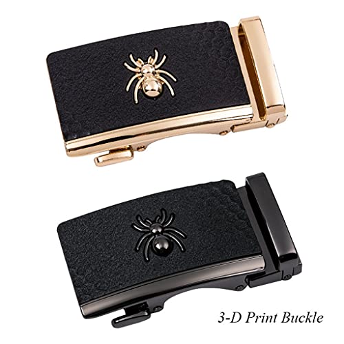 Gift Box Set Leather Belt for Men Automatic Slide Ratchet Buckle Cowhide Removable Waist Belts Gift Formal Wedding (Color : A Size : 110cm) (A 120)4