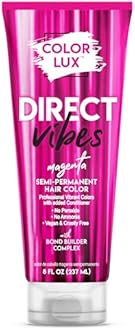 Color Lux Direct Vibes Semi-Permanent Hair Color, Magenta, Vibrant & Long-Lasting Shade, Ammonia-Free, Vegan, Sulfate-Free, Paraben-Free, 8 fl oz