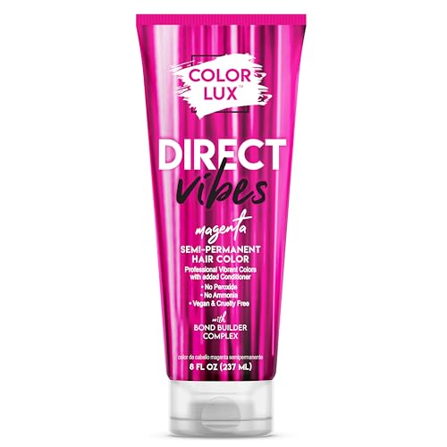 Color Lux Direct Vibes Semi-Permanent Hair Color, Magenta, Vibrant & Long-Lasting Shade, Ammonia-Free, Vegan, Sulfate-Free, Paraben-Free, 8 fl oz
