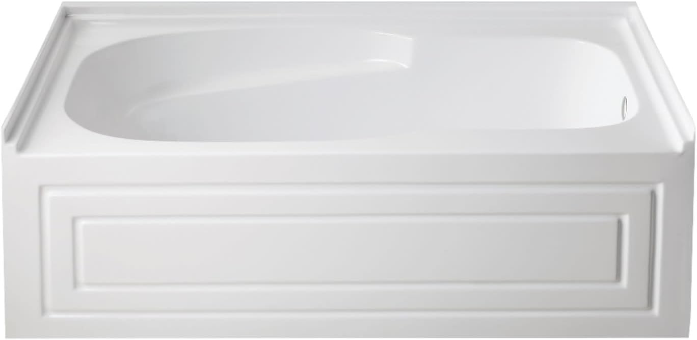 Aqua Eden VTAM6031R21B 60-Inch Anti-Skid Acrylic 3-Wall Alcove Tub with Right Hand Drain Hole, White