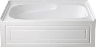 Aqua Eden VTAM6031R21B 60-Inch Anti-Skid Acrylic 3-Wall Alcove Tub with Right Hand Drain Hole, White